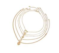 Zktfyshk Juego de 5 collares elegantes en forma de corazón, cadenas ajustables para el cuello, joyería para mujer, uso diario y fiestas, As shown in the figure, vete a casa