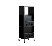 zktoermn Estantería de Almacenamiento Estrecha, librería Decorativa de Madera en Forma de Cubo, Carrito con Ruedas de Gran Capacidad para almacenar Libros, revistas y periódicos.(Black)