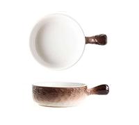 ZKXGVBRWQHT Cuencos de sopa de cebolla francesa con asa, juego de cuencos de cerámica, apilables, horno, for pasta, cereales, guiso, chile, frijoles horneados, 1 juego(Brown)