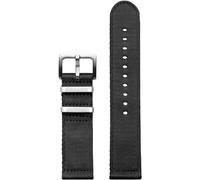 ZKXGVBRWQHT Sailcloth Correa de reloj clásica de nailon, 20 a 22 mm, cómoda, engrosada y sedosa for hombres, absorbente de sudor de liberación rápida, 1 pieza(Black Silvery Clasp,20mm)