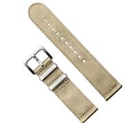 ZKXGVBRWQHT Sailcloth Correa de reloj clásica de nailon, 20 a 22 mm, cómoda, engrosada y sedosa for hombres, absorbente de sudor de liberación rápida, 1 pieza(Khaki Silvery Clasp,20mm)