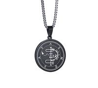 ZKXXJ Collar de acero inoxidable con colgante de medallón del Gran Rey Asmodai Asmodeus, clave menor del rey oculto Salomón, regalo para hombres y mujeres, Metal, Ágata