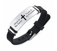 ZKXXJ Jesus is My Savior Trump is My President - Pulsera cristiana de silicona ajustable de acero inoxidable para hombres y mujeres, joyería religiosa bendecida para bautismo inspiradora