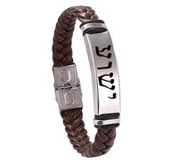 ZKXXJ Yeshua Pulsera de Jesús en hebreo oración de cuero para hombres y mujeres, pulsera de bendición mesiánica judía, cristiana, joyería de talismán hebreo, regalo para él y ella, Metal, Ágata