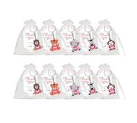 Zkydhbd 10 llaveros de animales zoológicos, bolsas de organza, etiquetas de agradecimiento, decoraciones de baby showers, llaveros de animales de la selva para bodas, fiestas, baby shower, suministros