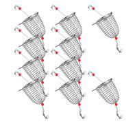 Zkydhbd 10 soportes para cebos de pesca, jaulas de cebo, cesta de alimentador, soporte de señuelo, accesorio de aparejos de pesca de acero inoxidable