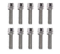 Zkydhbd 10 tornillos de cabeza cónica M5 x 20 mm con arandelas para bicicleta de carretera, montaña, vástago de bicicleta, tornillos duraderos