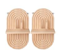 Zkydhbd 2 estantes flotantes de madera vintage ovalados para decoración de pared, estante colgante moderno para sala de estar y baño