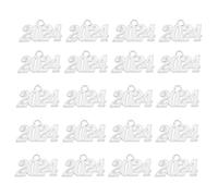 Zkydhbd 20/50 colgantes de recuerdo de aleación de metal con número 2024 para hacer accesorios de joyería hechos a mano, 19 x 34 mm, Silver, como se describe, como se describe