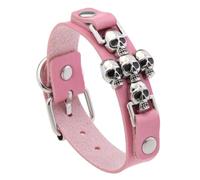 Zkydhbd Abalorio de piel sintética con diseño de calavera punk rock y hueso cruzado para estilos alternativos, joyería de mano unisex, talla única, como se describe