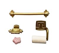 Zkydhbd Accesorio de baño en miniatura para casa de muñecas 1/12 con toallero, soporte para pañuelos, dispensador de jabón, ajuste de escena, accesorios de baño en miniatura