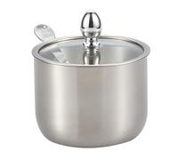 Zkydhbd Azucareros de acero inoxidable con tapa transparente y cuchara, recipiente único de azúcar dorado o plateado, acero inoxidable 304 para soportes de sal del hogar