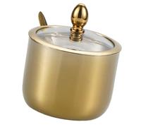 Zkydhbd Azucareros de acero inoxidable con tapa transparente y cuchara, recipiente único de azúcar dorado o plateado, acero inoxidable 304 para soportes de sal del hogar
