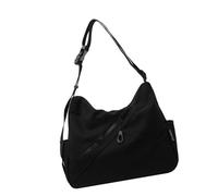 Zkydhbd Bolsa de hombro deportiva de gran capacidad con correa ajustable para la escuela, compras, viajes, color sólido, casual, correa ajustable para el hombro, Black, One Size