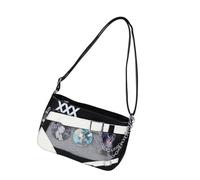 Zkydhbd Bolsa de piel sintética para mujer, bandolera grande con correa ajustable para el trabajo, la escuela y viajes, bolsa a juego, negro y blanco, One Size