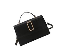 Zkydhbd Bolso cruzado de piel sintética con asa superior para el día a día, de piel sintética, para llevar al hombro o al hombro, decorado con metal, Black, One Size