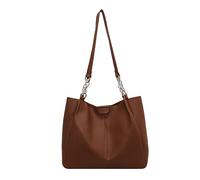 Zkydhbd Bolso de hombro de color sólido, práctico, elegante y espacioso, bolso de mano unisex de poliuretano para mujeres y hombres, hombro de moda, casual y formal, práctico para todos los días, café