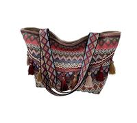 Zkydhbd Bolso de mano simple e informal para mujer, estilo étnico, cruzado, a la moda, portátil, para el trabajo y los viajes, a la moda, para mujer, interior espacioso, Red, One Size