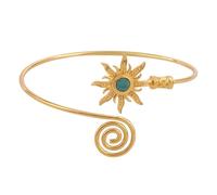 Zkydhbd Brazo de sol retro ajustable con piedra turquesa natural y diseños abiertos para ajuste personalizado, metal resistente, construye joyas turquesas, talla única, como se describe