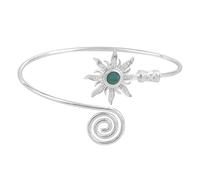 Zkydhbd Brazo de sol retro ajustable con piedra turquesa natural y diseños abiertos para ajuste personalizado, metal resistente, construye joyas turquesas, talla única, como se describe