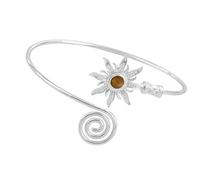 Zkydhbd Brazo de sol retro ajustable con piedra turquesa natural y diseños abiertos para ajuste personalizado, metal resistente, construye joyas turquesas, talla única, como se describe