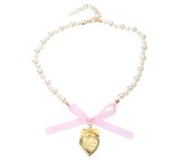 Zkydhbd Cadena de clavícula con lazo para mujeres y niñas, collar de cuentas con forma de amor, hecho a mano, ajustable, joyería con lazos, gargantilla, talla única, como se describe, como se describe