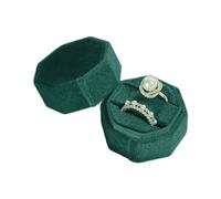 Zkydhbd Caja de anillos dobles para almacenamiento de joyas, anillos de joyería, soporte de exhibición, caja de anillos de boda para anillos