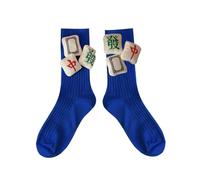 Zkydhbd Calcetines de pantorrilla con patrón chino Mahjong con estilos festivos, tubo medio acanalado para celebrar el Año Nuevo, patrón único, C, Altoa única
