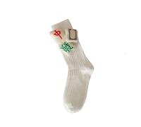 Zkydhbd Calcetines de pantorrilla con patrón chino Mahjong con estilos festivos, tubo medio acanalado para celebrar el Año Nuevo, patrón único, Tiras blancas, Altoa única