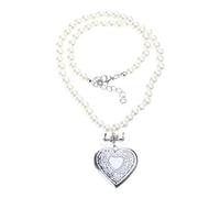 Zkydhbd Collar con colgante de corazón simple y vintage con lazo, collar de moda, collar de clavícula, gargantilla de perlas, joyería de declaración