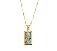 Zkydhbd Collar con colgante de tarjeta de tarot de estilo retro para mujer con diseños resistentes del zodiaco de acero inoxidable, as show, Acero inoxidable