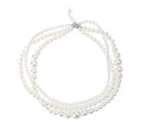 Zkydhbd Collar de perlas multicapa para mujer, gargantilla elegante de perlas de imitación, cadena de cuello, joyería de boda, fiesta, regalo de cumpleaños, gargantilla de perlas para mujer