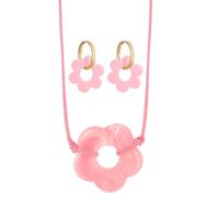 Zkydhbd Collar y pendientes de flores para mujer, accesorio de moda con colgante de flor para uso diario, accesorios coloridos, joyería elegante de flores, talla única, como se describe, como se