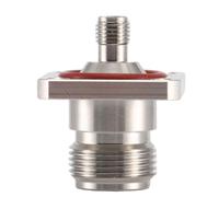 Zkydhbd Conector de bridas L16 hembra a hembra de 4 agujeros, adaptador de bridas de 4 agujeros con montaje en panel de 25 mm tipo N a Sma