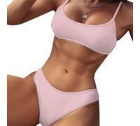 Zkydhbd Conjunto de bikinis de dos piezas para mujer, con bolsa suave de corte alto, ropa de playa, tirantes de color sólido, trajes de baño de dos piezas para trajes de baño, conjuntos de ropa de