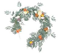 Zkydhbd Corona de flores artificiales, color naranja, champán, ratán, decoración para centro de mesa, boda, arco de pared