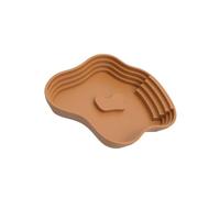 Zkydhbd Cuenca de animales con carcasa de doble zona con escalera antideslizante y zona de alimentación para criaturas semiacuáticas, cuenco de agua de tortuga con diseño