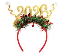 Zkydhbd Diadema brillante de Año Nuevo 2026 con purpurina dorada con números para cuenta regresiva de Año Nuevo y festividades de Navidad, diadema de moda de Navidad