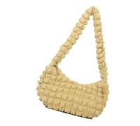 Zkydhbd Elegante bolso de hombro acolchado acolchado espacioso con cremallera en las axilas, elegante bolso plisado de burbujas para uso diario esencial para mujer, Amarillo, One Size