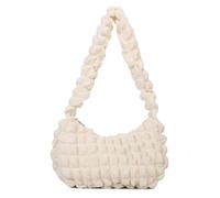 Zkydhbd Elegante bolso de hombro acolchado acolchado espacioso con cremallera en las axilas, elegante bolso plisado de burbujas para uso diario esencial para mujer, White, One Size
