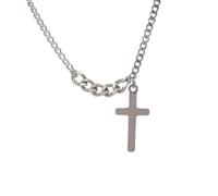 Zkydhbd Elegante cadena de cuello para pareja, collar con colgante de crucifijo de longitud ajustable, joyería punk, as show, acero de titanio