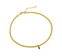 Zkydhbd Elegante collar con colgante de circonita cuadrada ajustable, gargantilla impermeable para fiestas y reuniones formales, as show, Cobre + circonita + chapado en oro real al vacío