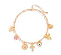 Zkydhbd Elegante collar de cruces de concha, accesorio de joyería para mujer con dije dorado y diseños bohemios de conchas marinas, as show, Metal