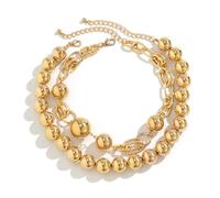 Zkydhbd Elegante collar de cuentas de doble capa, estilo punk, gótico, collar de cadena, gargantilla para el cuello, joyería de moda para mujer, as show, perlas de imitación