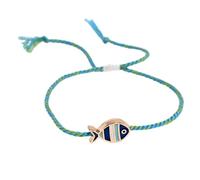Zkydhbd Elegante cordón trenzado ajustable con dije metálico de pez y acabado suave de aceite para uso diario, pulsera trenzada ajustable para mujer, talla única, como se describe