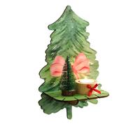Zkydhbd Elegante estante de almacenamiento de madera para árbol de Navidad, estante para colgar en la pared con diseños de lazos para decoración del hogar, oficina, estantes flotantes, estante de