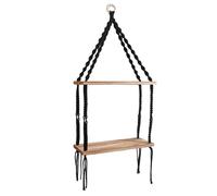 Zkydhbd Elegante estante para plantas montado en la pared, cuerda de algodón tejida a mano, almacenamiento de baño, estante flotante de madera de pino