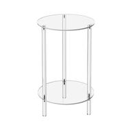 Zkydhbd Elegante mesa auxiliar de acrílico de dos niveles que ahorra espacio, estante de exhibición para decoración del hogar, dormitorio y sala de estar, elegante mesa redonda pequeña