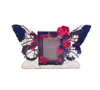 Zkydhbd Elegante soporte para tarjetas de acrílico resistente con patrón de rosas y lirios, accesorio multiusos para exhibición de proyectos escolares y oficina