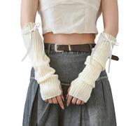 Zkydhbd Elegantes guantes acanalados de puño largo para calentar los brazos, calentadores de manos para mensajes de texto, accesorios para fotos, guantes térmicos para actividades al aire libre